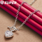 925 h&otilde;bedane 18 tolli lilla AAA tsirkoonist TO ketiga s&uuml;dameripatsiga kaelakee ehted 45cm