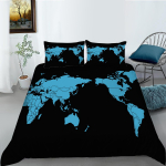 3D World Map voodipesukomplekt k&otilde;rglahutusega digiprindiga udusulgedega tekikott padjap&uuml;&uuml;r 2 v&otilde;i 3 t&uuml;kki AU180 * 210 t&auml;issuuruses kodukaunistus DE 200x220cm