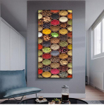Moodne v&uuml;rts ja lusikas laual l&otilde;uendil maalid K&ouml;&ouml;gikunstiteemaline seinakunst Plakat Dekoor Toidu kontseptsioon Retrol&otilde;uend Kunst Pildid Cuadrose taust 20x40cm