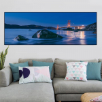 Maastikupostrid ja -prindid Kuldne Sild P&auml;ikeset&otilde;us Meri L&otilde;uendimaal Seinakunst Pilt Elutuba Cuadros Kodu Dekoratsioon Raamita 60*170cm