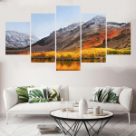 5 paneeli maastik Sierra Nevada lumi m&auml;gi Stock l&otilde;uend Maalimine Plakatid ja v&auml;ljatr&uuml;kid Seinakunsti pilt Kodukaunistus Ilma raamita 20x35cm*2 20x45cm*2 20x55cm*1