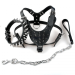 Naastud nahast koerarakmed, needid kaelarihma ja jalutusrihma komplekti keskmise suurusega koertele L 53-61CM h&otilde;be