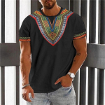 Aafrika riided meestele Dashiki T-s&auml;rk Traditsiooniline riietus L&uuml;hikeste varrukatega vabaaja Retro t&auml;navar&otilde;ivad Vintage etniline stiil 4XL