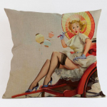 Mood Seksikas Lady Pinup Girl Plakat Print Padja kate Moodne Kodu Dekoratiivne Padjap&uuml;&uuml;r Vintage Puuvillane Linane Auto Padjalipik 45x45cm