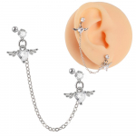 1 tk Kirurgilisest terasest CZ Gem k&otilde;rva tragus k&otilde;hre augustamine tsirkoonist rippuv kett k&otilde;rvar&otilde;ngas Conch Ear Stud Helix augustamine keha 1PC Clear Wing