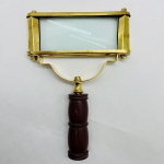 Antiikne merev&auml;e messingist punane k&auml;eshoitav suurendusklaasi lugemisluup