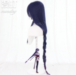 Anime Baal Cosplay parukate m&auml;ng Genshin Impact Shogun naistele 110 cm pikad graident lilla punutud juuksed Peluca Anime parukad One Size tumesinine v&auml;rv