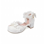 Kevad-suvi Lolita Fairy Style helmestega vibu s&otilde;lm kommid v&auml;rvilised kingad Baotou &otilde;&otilde;nsad sandaalid paksud keskmised kontsad kingad mood ja vabaaja 39 valge