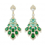 1 paar rippk&otilde;rvar&otilde;ngaid kunstrohelise kristallsulega Elegantne vanaaegne uhke kingitus allergiavaba roheline