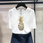 (Aasia suurus) Graafiline tee Ananassipuu 90ndate trend Armas naiste moeprint vabaaja T-riietus vabaaja naiste suvine l&uuml;hikeste varrukatega T-s&auml;rk S