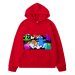 Rainbow Friends Pusad lasteriided t&uuml;drukutele poistele Pusa anime kapuuts y2k sudadera Fliisist pullover vabaaja lasteriided 130 punane