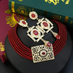 Elegantsed kullav&auml;rvi pruudi ehtekomplektid naistele Bead Choker kaelakee rippk&otilde;rvar&otilde;ngas araabia pulmajuveelid punane