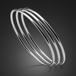 925 Sterling H&otilde;bedast K&auml;ev&otilde;rud Bangles Naistele Lihtne Paljas V&otilde;lu K&auml;ev&otilde;ru Naistele 60MM diameter