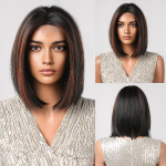 Hairline Lace Hair Cosplay parukas L&uuml;hike sirge Bob s&uuml;nteetilised parukad Pruunid oranž Ombre Naturaalsed juuksed naistele Kuumakindlad parukad