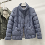 Kerge sulejope Naiste l&uuml;hike s&uuml;gistalvine lahtine krae, valge pardi sule soe mantel XL sinine