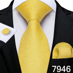 Lipsukomplekt meestele Kuldse triibuga Paisley kaelaside siidist lipsu tasku kandilised mansetin&ouml;&ouml;bid pulmapeoks N-7946