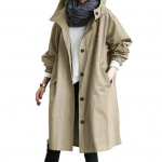 Naiste elegantsed trent&scaron;mantlid, kaherealised kerged tuulekindlad plusssuuruses &uuml;hev&auml;rvilised keskmise pikkusega mantlid 3XL helehall v&auml;rv