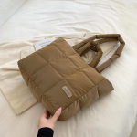 Oxfordi lihtne polsterdatud &otilde;lakott naistele 2024 Korea moedisaineri pehme kandekott Talvised suured k&auml;ekotid pruun