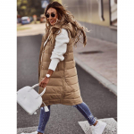 Tellige kaks suurust, varrukateta naiste talvejope Midi-mantlid sulevest Hoida soojas Elegantne must kapuutsiga t&auml;navahipsteri daami puuvillane mantel XXL khaki