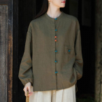 Johnature naiste Hiina stiilis s&auml;rgid Topid N&ouml;&ouml;biga pikkade varrukatega S&uuml;gispluusid Patchwork Vintage aluss&auml;rgid One Size tumeroheline v&auml;rv