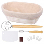 11 tk/komplekt juuretisega leivak&uuml;psetust&ouml;&ouml;riistade komplekt ovaalne rotangist kaitsekorv, riidest vooder Taani vispliga leiva lonkav kaabitsa tera kate Leiva valmistamise tarvikud 1 Set