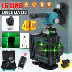 16 rida 4D roheline lasertaseme automaatne isetasanduv 360 horisontaalne ja vertikaalne ristjoontega juhtmevaba kaugjuhtimispult v&otilde;imas roheline laserm&otilde;&otilde;tur