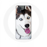 &Uuml;mbris Samsung Galaxy A71 White Siberian Husky Blue Eyes jaoks