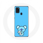 Coque pour Samsung Galaxy A21S Bangtan BTS BT21 Koya RM Fond Bleu