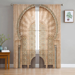 Kollase Seina V&auml;rav Maroko L&auml;bipaistev Kardin Magamistoa jaoks T&uuml;ll Voile Kardin K&ouml;&ouml;gi Elutoa Sisustuseks Aknakatete 135W x 114H(cm) beige