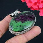 Rubiin zoisiidiga v&auml;&auml;riskivi ripats Massiivne 925 sterlingh&otilde;be ripats Ehted Kingitus Unisexile