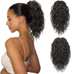 NICESY Highlight hobusesabapikendus, mitmekihiline laineline kohev paks l&otilde;uaklamber juuksepikendustes hobusesaba pehme s&uuml;nteetiline juuksel&otilde;ik Tumepruun naturaalne 30cm