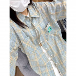 EBAIHUI kevade ja s&uuml;gise polokraega naiste s&auml;rk, vaba vabaaja ruuduline pluusid, naiste kardigan, korea v&auml;ljaande pluus onesize