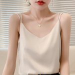 Kevad-suvi naiste siidist &otilde;huke V-kaelusega siidist s&auml;rk S valge