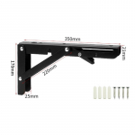 2tk Kolmnurkne kokkuklapitav nurgaklamber Tugeva toega reguleeritav seinariiulid Kinnitatud pingilauariiulid Koduriistvara kruvidega 2pcs-14inch must