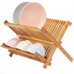 Kokkupandav bambusest n&otilde;udekuivatusrest &ndash; taldrikuhoidja n&otilde;uderesti tassikuivatuss&otilde;el n&otilde;ude, taldriku, kausside, tasside jaoks kollane