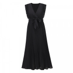 Beach Slim Seksikas Ruffle Sleeve &scaron;ifooni plisseeritud &uuml;hev&auml;rvilised kleidid S must