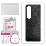 apgo Protective Skin Sticker for the back compatible with Samsung Galaxy Z Fold4, Wrap Film, Foil, Vinyl - Pattern Black Leather