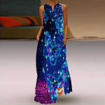 Naiste A-kujuline kleit Maxi pikkade varrukateta t&auml;histaeva liblikaga s&uuml;gis/talv V-kaelusega retro stiil elegantne XS sinine