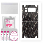 apgo Protective Skin Sticker for the back+sides compatible with Samsung Galaxy Z Flip4, Full Wrap Film, Foil, Vinyl - Pattern Carbon Black Pixel