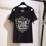 Paks t&uuml;druk s&auml;rk Naiste T-s&auml;rk 2XL~6XL Pluus &Uuml;mmargune kaelus L&otilde;tv Tr&uuml;kitud T-s&auml;rk Suur suurus 2XL must