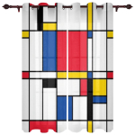 Moodsad aknakardinad elutuppa Abstraktne geomeetriline Valge-mustad kardinad lastetuppa K&ouml;&ouml;gisisustus Rulood Kardinad 135W x 135H(cm) x1 red