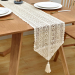 Boho beež lauajooksja, vintage talumaja Bohemian heegeldatud makramelaua jooksja pulmapeo-kohvi-s&ouml;&ouml;gilaua kaunistamiseks 24x160cm