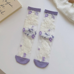 Suvised &uuml;li&otilde;hukesed l&auml;bipaistvad kristallsiidist sokid Tikand Lilled Retro Naiste sokid Mood Harajuku Kawaii Elastsed Pikad Sokid