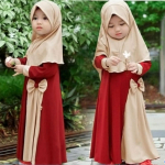 Beebit&uuml;drukute moslemi pikkade varrukatega kleit lastele palve Hijab Abaya komplektid Islami Araabia Kaftani R&uuml;&uuml; Ramadani Riided 140 punane