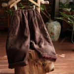 Johnature naiste talvised soojad laia s&auml;&auml;rega p&uuml;ksid prindiga lilleline elastne v&ouml;&ouml;koht pluss puuvillased p&uuml;ksid vintage naiste pikad p&uuml;ksid One Size pruun