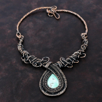 Varitsi kaelakee Vasktraadiga &uuml;mbritsetud kaelakee Reguleeritav kaelakee Gemstone Vask ehted K&auml;sit&ouml;&ouml;na valmistatud kaelakee Varitsi ehted Kingitus temale