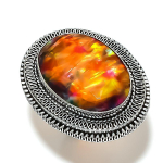 Natural Ammolite Gemstone Handmade 925 Sterling Silver Jewelry Ring Size 10 l4c04