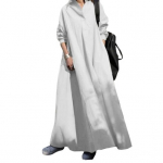 Kevads&uuml;gisene naiste kleit vintage etnilises stiilis avar A-kujuline suur all&auml;&auml;r, alla keeratav krae, pahkluu pikkus, pikk M armee roheline v&auml;rv