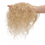 Uus konkubiini s&uuml;nteetiline klamber pea &uuml;laosas asendusplokk parukas, Corn Curl Clip juuksepikendus valge kuld