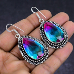 Bi-Color Tourmaline Gemstone 925 Sterling Silver gift Jewelry Earring 2.09 l3V61